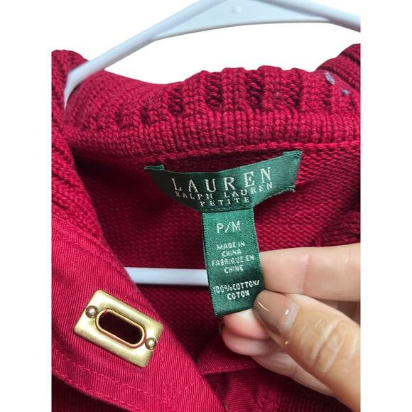 Lauren Ralph Lauren Petite Women's Dark Red Petite Medium Sweater Gold Hardware - Picture 3 of 7